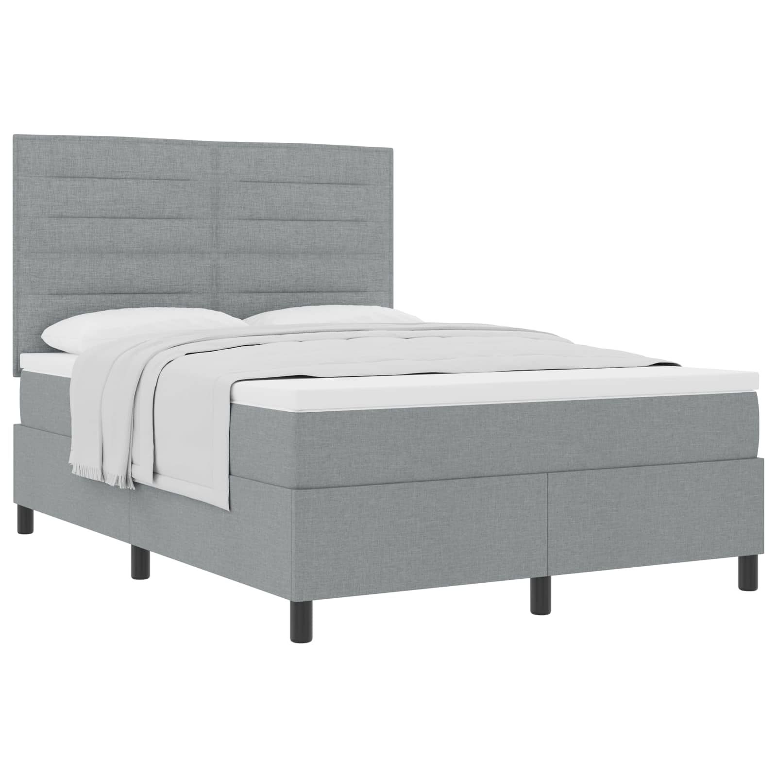Postel s boxspringem s matrací Světle šedá 140 x 190 cm textil - obrázek 2