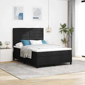Postel s boxspringem s matrací s čelo Černá 140 x 190 cm textil - obrázek 1
