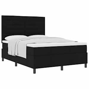 Postel s boxspringem s matrací s čelo Černá 140 x 190 cm textil - obrázek 2