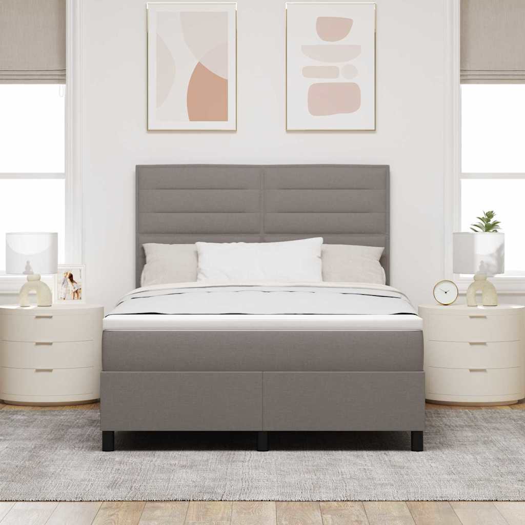 Thumbnail - vidaXL Boxspringbett mit Matratze Taupe 140 x 190 cm Stoff