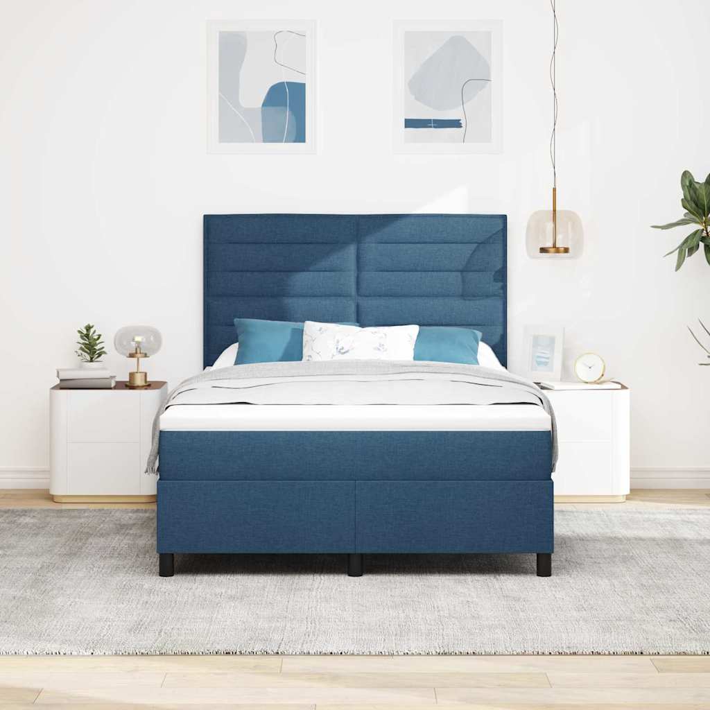 Postel s boxspringem s matrací s čelo Modrá 140 x 200 cm textil - obrázek 3