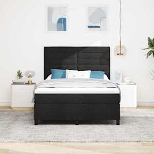 Postel s boxspringem s matrací s čelo Černá 160 x 200 cm textil - obrázek 3