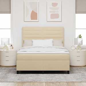 Postel s boxspringem s matrací Krémová 160 x 200 cm textil - obrázek 3