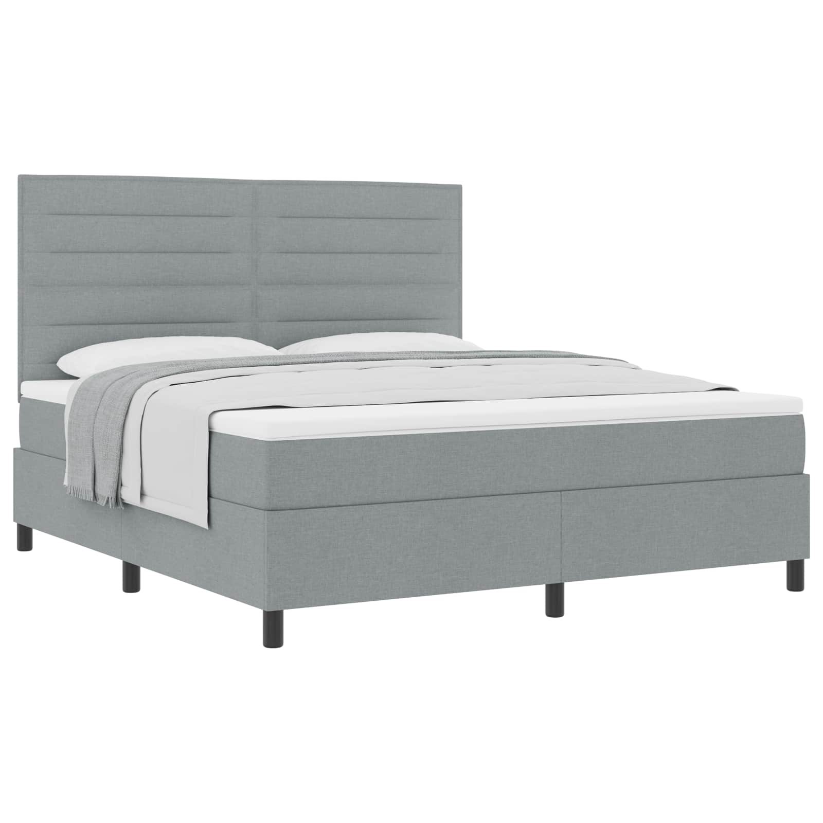 vidaXL Boxspringbed met matras Lichtgrijs 180 x 200 cm Stof, foto 3