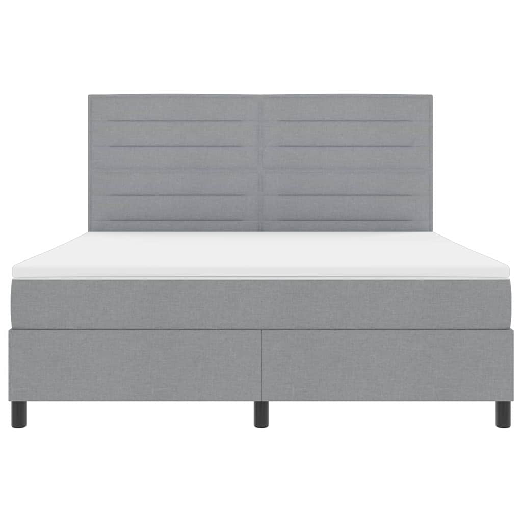 Postelja z vzmetnico z vzmetnico Svetlo siva 180 x 200 cm blago - slika 7
