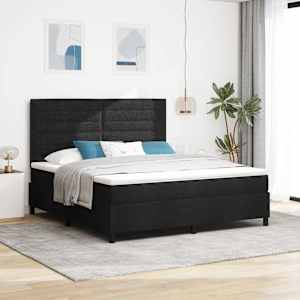 Postel s boxspringem s matrací s čelo Černá 180 x 200 cm textil - obrázek 1
