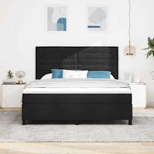 Postel s boxspringem s matrací s čelo Černá 180 x 200 cm textil - obrázek 3