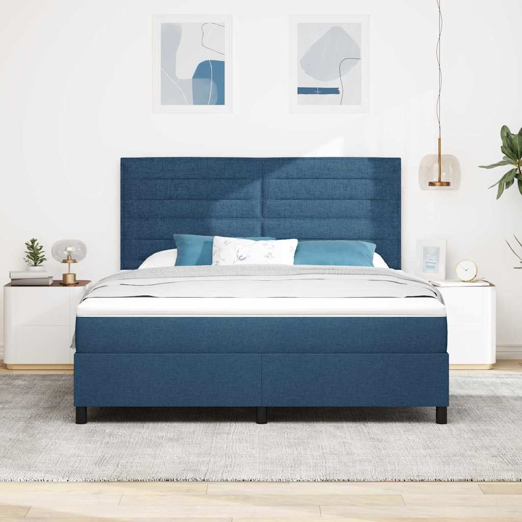 Thumbnail - vidaXL Boxspringbett mit Matratze mit Kopfteil Blau 180 x 200 cm Stoff