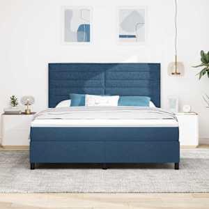 Postel s boxspringem s matrací s čelo Modrá 180 x 200 cm textil - obrázek 3
