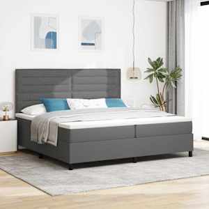 Postel s boxspringem s matrací Tmavě šedá 200 x 200 cm textil - obrázek 1