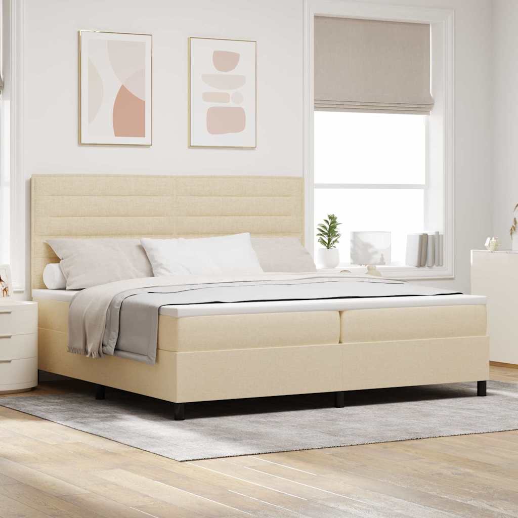 Box Spring Seng med Madras Creme 200x200 cm Stof