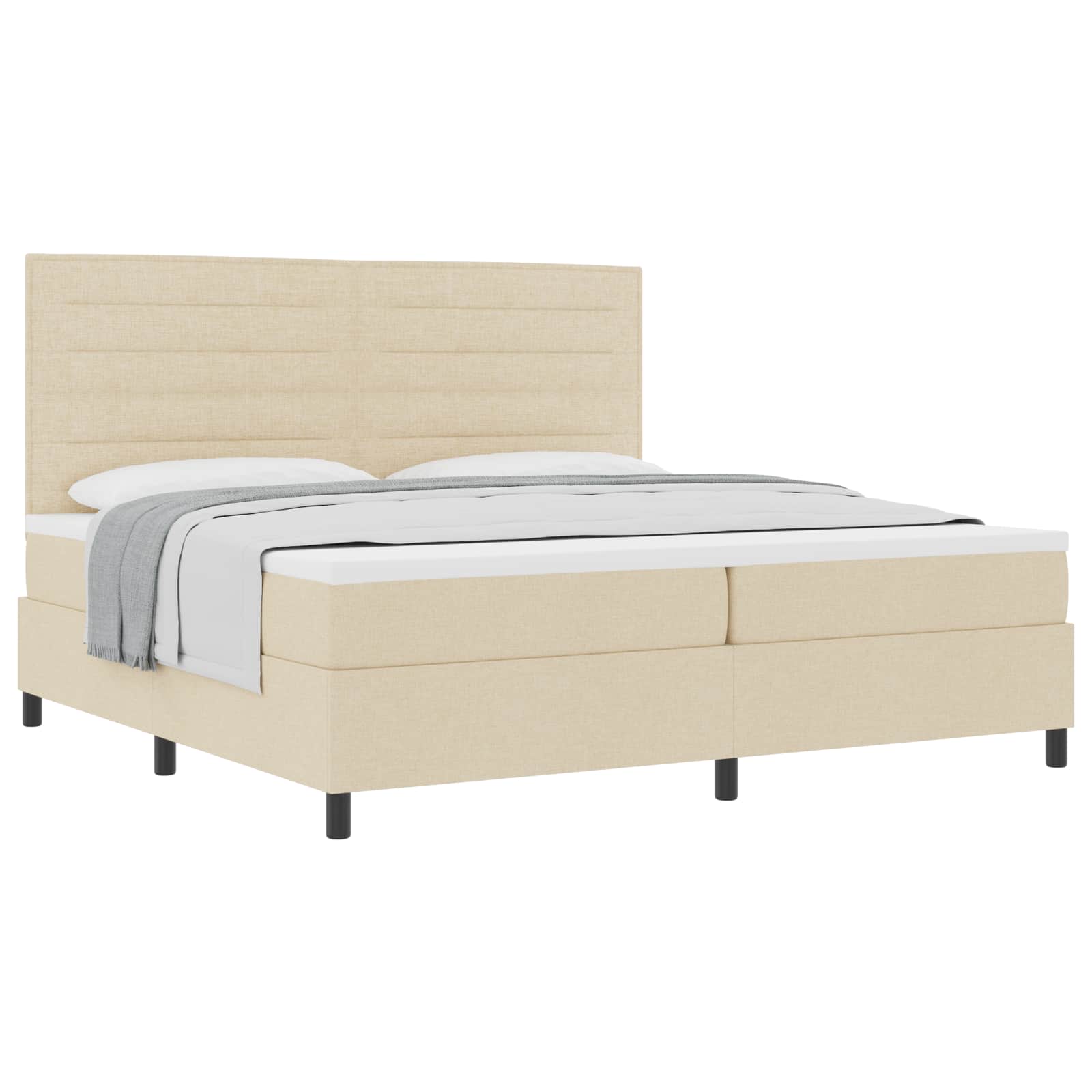 vidaXL Boxspringbed met matras met hoofdeinde Crème 200 x 200 cm Stof, foto 3