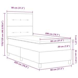Postel s boxspringem s matrací Tmavě hnědá 80 x 200 cm textil - obrázek 12