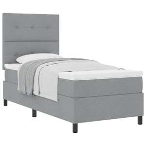 Postel s boxspringem s čelo Světle šedá 90 x 190 cm textil - obrázek 2