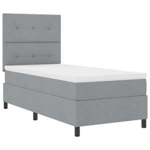 Postel s boxspringem s čelo Světle šedá 90 x 190 cm textil - obrázek 5