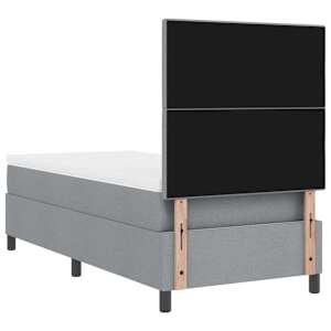 Postel s boxspringem s čelo Světle šedá 90 x 190 cm textil - obrázek 9