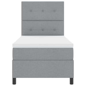 Postel s boxspringem s čelo Světle šedá 90 x 190 cm textil - obrázek 7