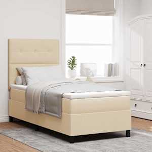 Postel s boxspringem s matrací Krémová 90 x 190 cm textil - obrázek 1