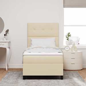 Postel s boxspringem s matrací Krémová 90 x 190 cm textil - obrázek 3