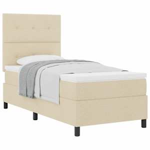 Postel s boxspringem s matrací Krémová 90 x 190 cm textil - obrázek 2
