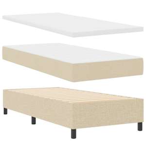 Postel s boxspringem s matrací Krémová 90 x 190 cm textil - obrázek 6