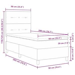 Postel s boxspringem s čelo Černá 90 x 200 cm textil - obrázek 12