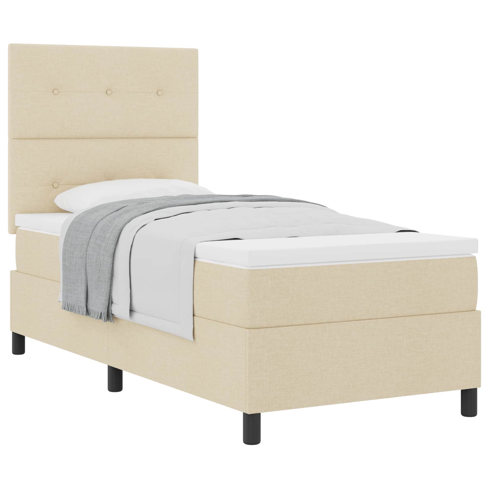 Postel s boxspringem s matrací Krémová 100 x 200 cm textil - obrázek 2