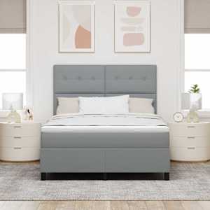 Postel s boxspringem s čelo Světle šedá 140 x 190 cm textil - obrázek 3