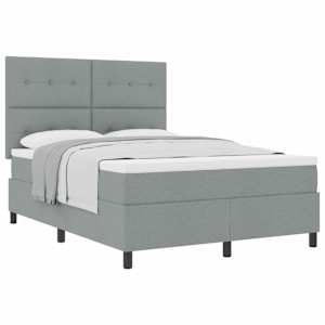 Postel s boxspringem s čelo Světle šedá 140 x 190 cm textil - obrázek 2