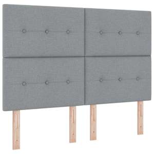 Postel s boxspringem s čelo Světle šedá 140 x 190 cm textil - obrázek 4