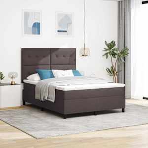 Postel s boxspringem s čelo Tmavě hnědá 140 x 190 cm textil - obrázek 1