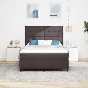 Postel s boxspringem s čelo Tmavě hnědá 140 x 190 cm textil - obrázek 3