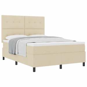 Postel s boxspringem s čelo Krémová 140 x 190 cm textil - obrázek 2