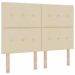 Postel s boxspringem s čelo Krémová 140 x 190 cm textil - obrázek 4