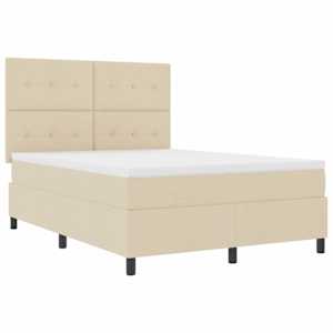 Postel s boxspringem s čelo Krémová 140 x 190 cm textil - obrázek 5