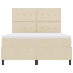 Postel s boxspringem s čelo Krémová 140 x 190 cm textil - obrázek 7