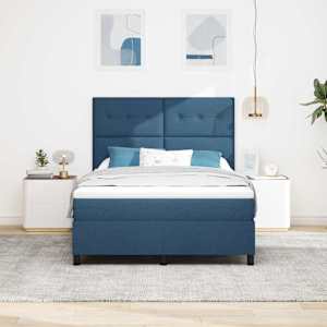 Postel s boxspringem s čelo Modrá 140 x 190 cm textil - obrázek 3