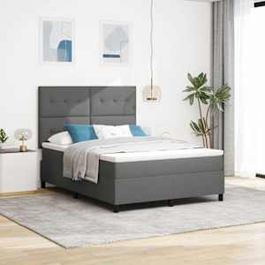 Postel s boxspringem s čelo Tmavě šedá 160 x 200 cm textil - obrázek 1