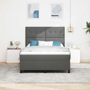 Postel s boxspringem s čelo Tmavě šedá 160 x 200 cm textil - obrázek 3