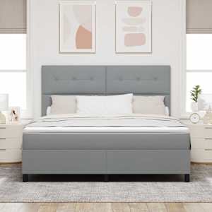 Postel s boxspringem s čelo Světle šedá 180 x 200 cm textil - obrázek 3