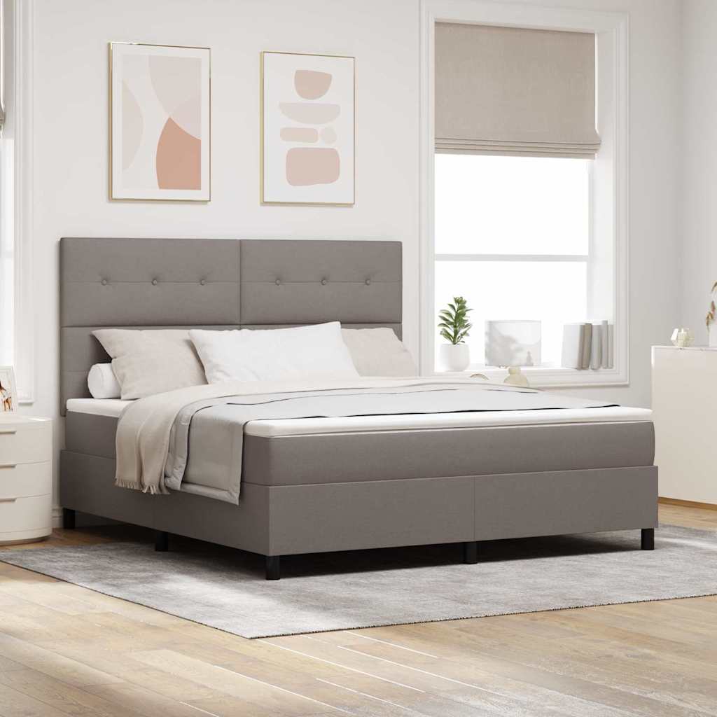 Postel s boxspringem s matrací s čelo Taupe 180 x 200 cm textil