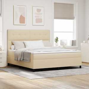Postel s boxspringem s čelo Krémová 180 x 200 cm textil - obrázek 1