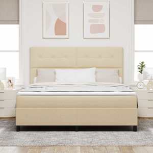 Postel s boxspringem s čelo Krémová 180 x 200 cm textil - obrázek 3