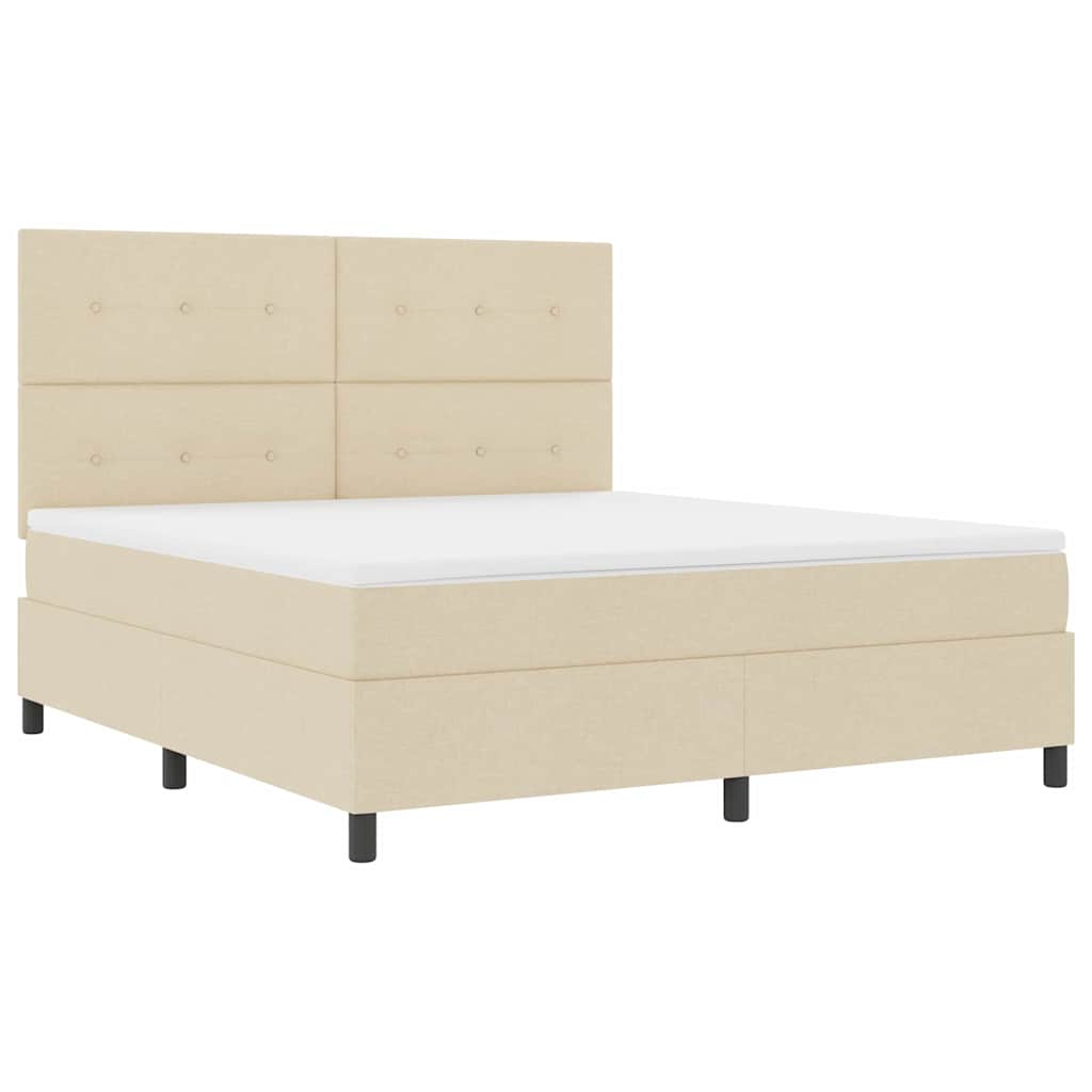 Postel s boxspringem s matrací Krémová 180 x 200 cm textil - obrázek 5