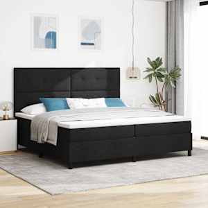 Postel s boxspringem s matrací s čelo Černá 200 x 200 cm textil - obrázek 1
