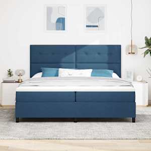 Postel s boxspringem s čelo Modrá 200 x 200 cm textil - obrázek 3
