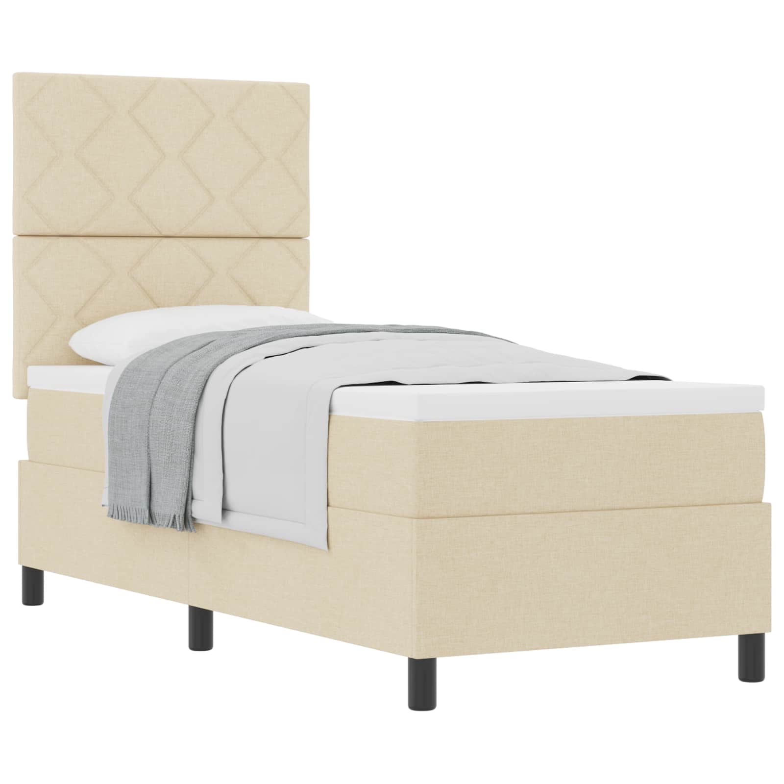 Thumbnail - vidaXL Boxspringbett mit Matratze mit Kopfteil Creme 80 x 200 cm Stoff