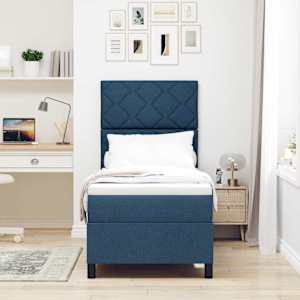 Postel s boxspringem s matrací s čelo Modrá 80 x 200 cm textil - obrázek 3