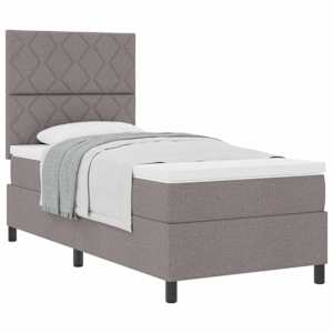 Postel s boxspringem s matrací s čelo Taupe 90 x 200 cm textil - obrázek 2