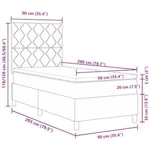 Postel s boxspringem s matrací s čelo Taupe 90 x 200 cm textil - obrázek 12